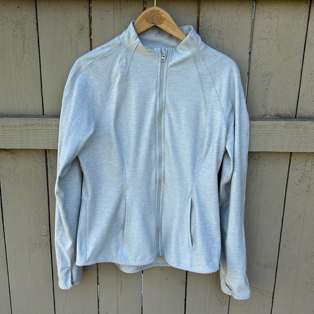 Yogalicious Lux Zip Up Hoodie Size XLarge Yoga Athletic Wear Light Grey
